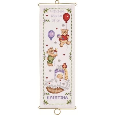 Bears Wallhanging Girl Cross Stitch Kit ~ Permin
