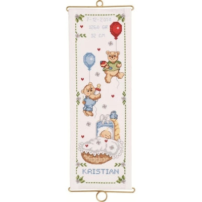 Bears Wallhanging Boy Cross Stitch Kit ~ Permin