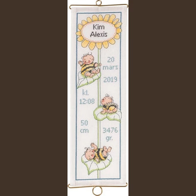 Bumble Bee Baby Banner Cross Stitch Kit ~ Permin