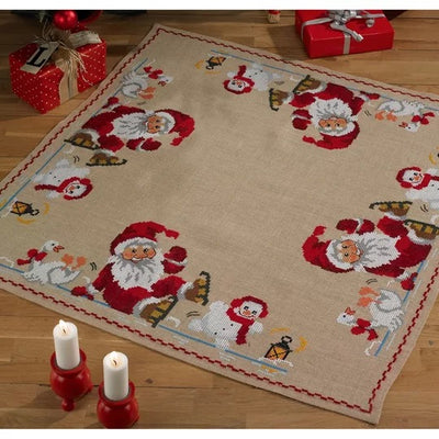 Santa and Snowman Tree Skirt Cross Stitch Kit ~ Permin