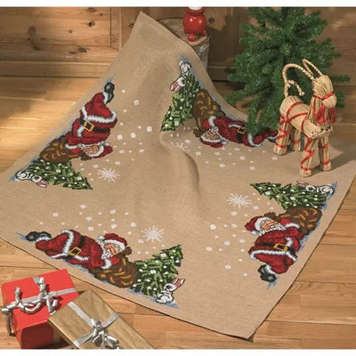 Sleeping Santa Tree Mat Cross Stitch Kit ~ Permin