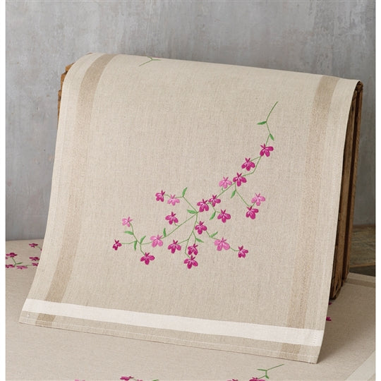 Pink Lobelia Table Runner Embroidery Kit ~ Permin