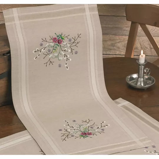 Snowdrop Table Runner Embroidery Kit ~ Permin