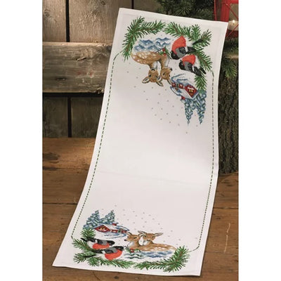 Deer in Snow Runner Cross Stitch Kit ~ Permin