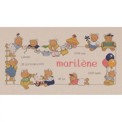 Bobbi Birth Sampler Cross Stitch Kit ~ Permin