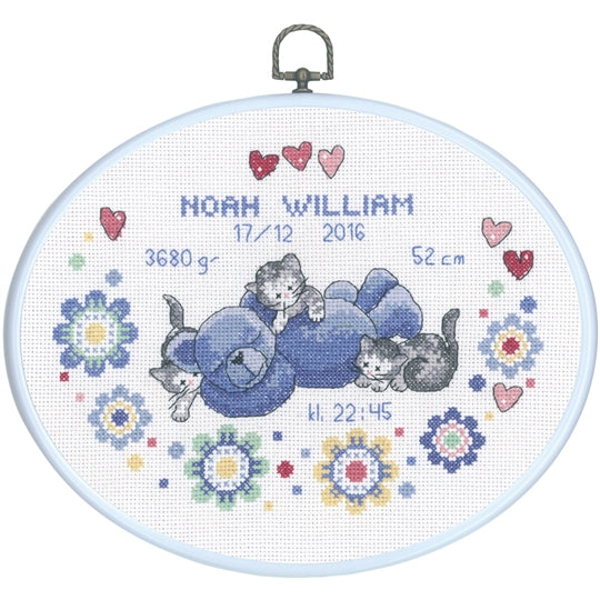 Teddy and Kitten Sampler Cross Stitch Kit ~ Permin