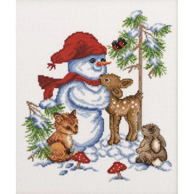 Forest Snowman Advent Cross Stitch Kit ~ Permin