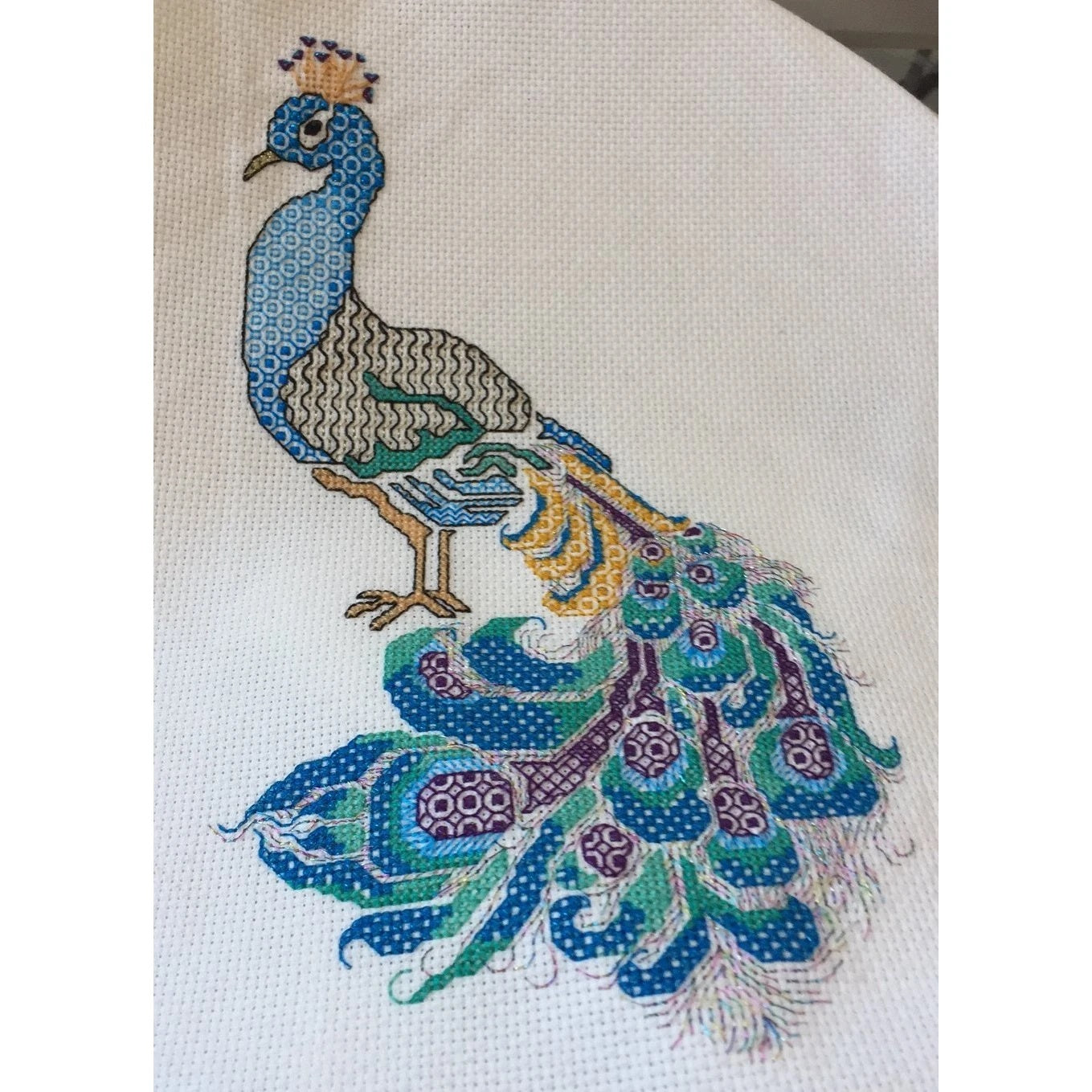 Peacock in Blue Blackwork Kit - Doodlecraft Design