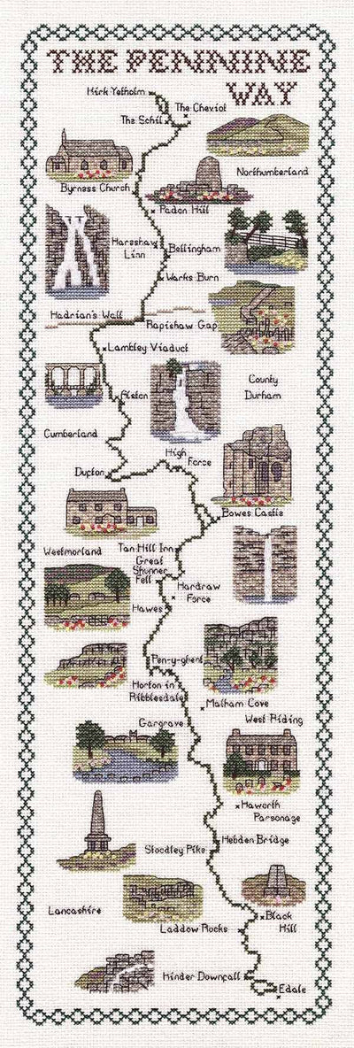 Pennine Way Map Cross Stitch Kit - Classic Embroidery SALE