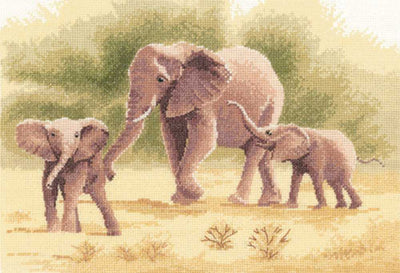 Elephants  John Clayton Power and Grace Cross Stitch Kit Heritage Crafts DISCONTINUED