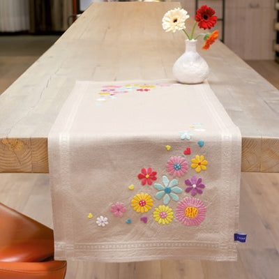 Bright Flowers Table Runner Cross Stitch Kit Vervaco SALE