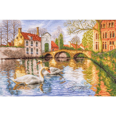 Swans of Bruges Cross Stitch Kit ~ Lanarte (Evenweave)