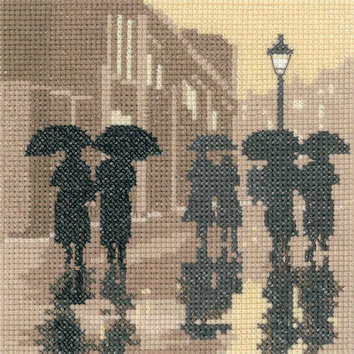 Brollies Silhouettes Cross Stitch Kit Heritage Crafts (Evenweave)