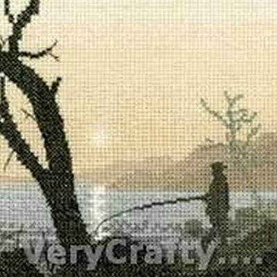 Gone Fishing Silhouettes Cross Stitch Kit Heritage Crafts (Evenweave)