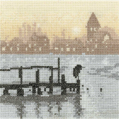 Heron Lake Silhouettes Cross Stitch Kit Heritage Crafts (Evenweave)