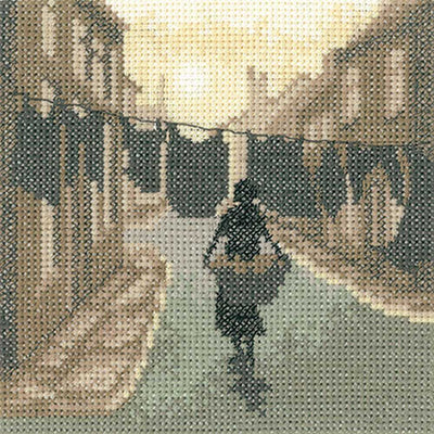 Wash Day Silhouettes Cross Stitch Kit Heritage Crafts (Evenweave)