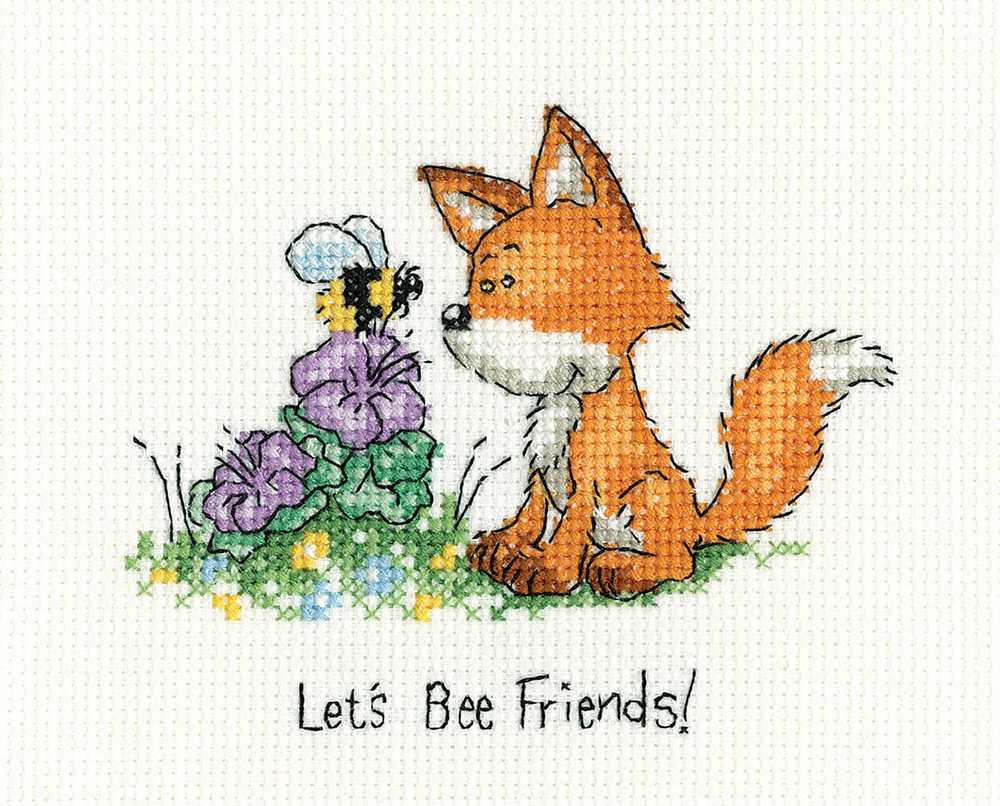 Let's Bee Friends - Little Fox - Cross Stitch Kit - Heritage Crafts SALE