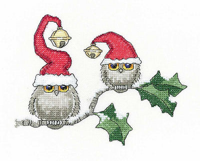 Ollie and Ivy Christmas Owls  Cross Stitch Kit Heritage Crafts