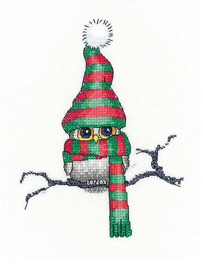 Ollie Owl Christmas  Cross Stitch Kit Heritage Crafts (Evenweave)