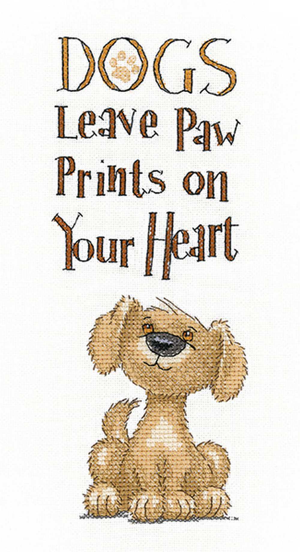 Paw Prints Cross Stitch Kit Heritage Crafts (Evenweave)