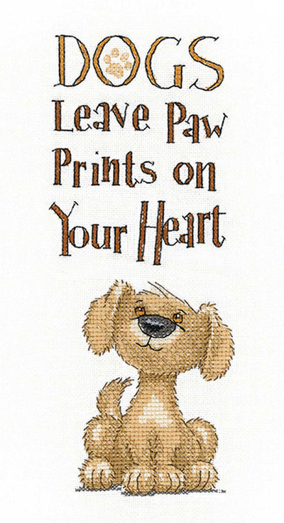 Paw Prints Cross Stitch Kit Heritage Crafts (Evenweave)
