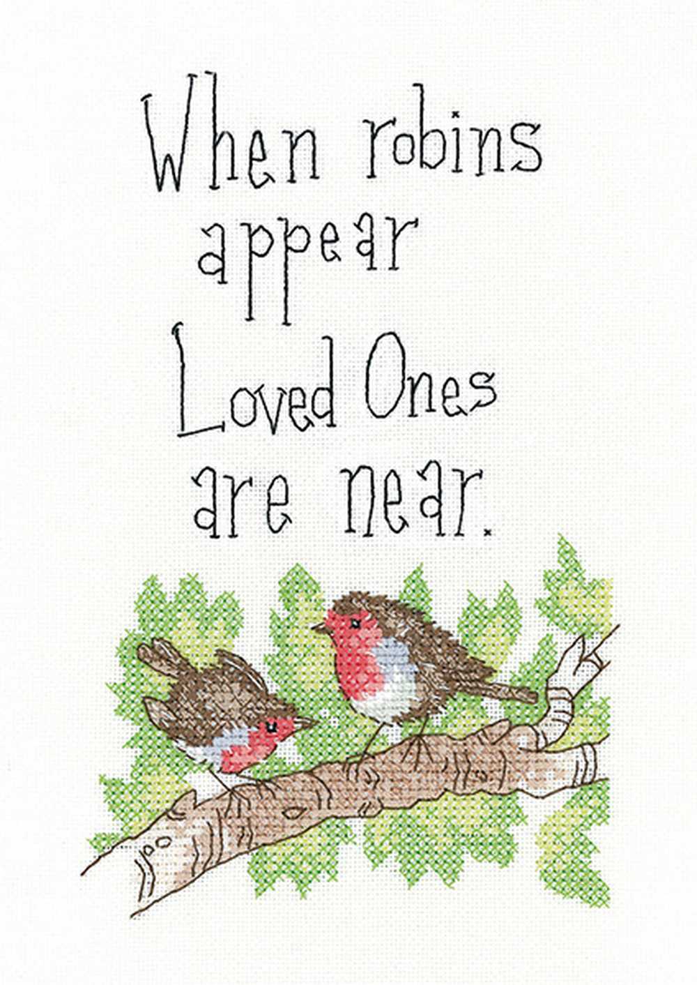 When Robins Appear Cross Stitch Kit Heritage Crafts (Evenweave)