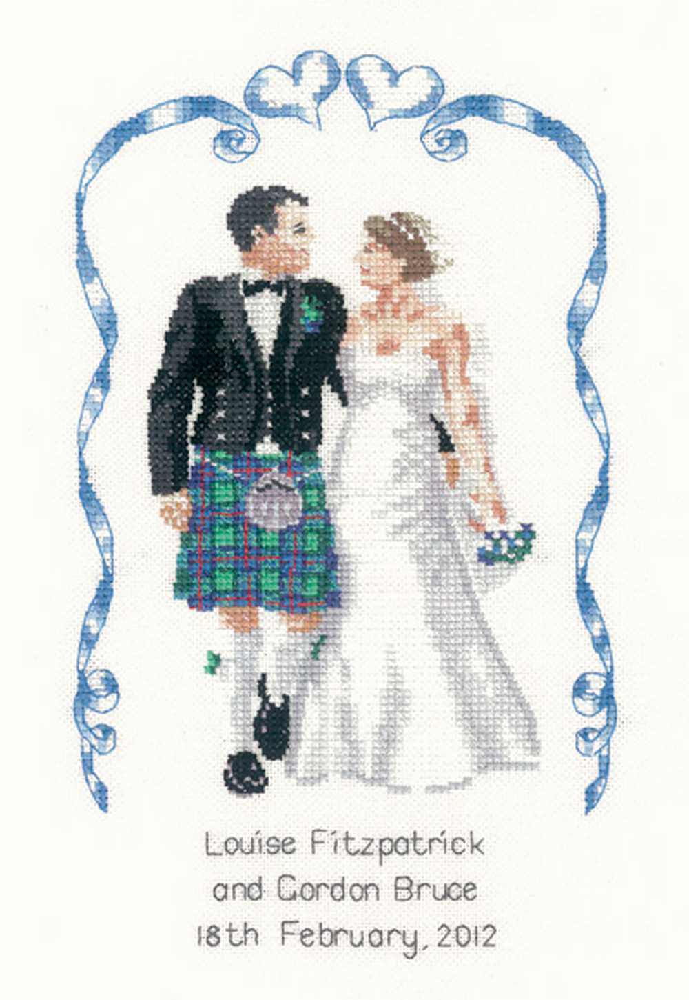 Scottish Wedding Cross Stitch Kit Heritage Crafts (Evenweave)