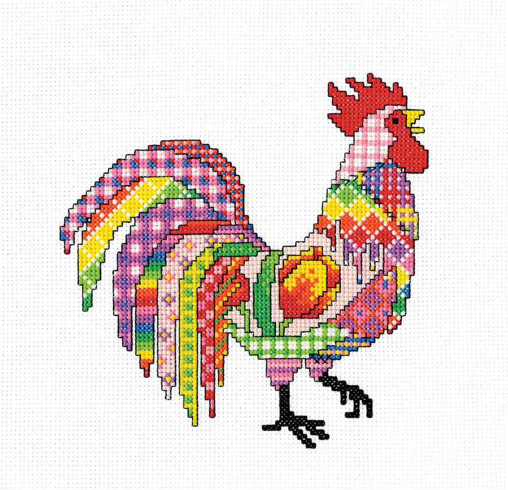 Patchwork Cockerel Cross Stitch Kit Heritage Crafts