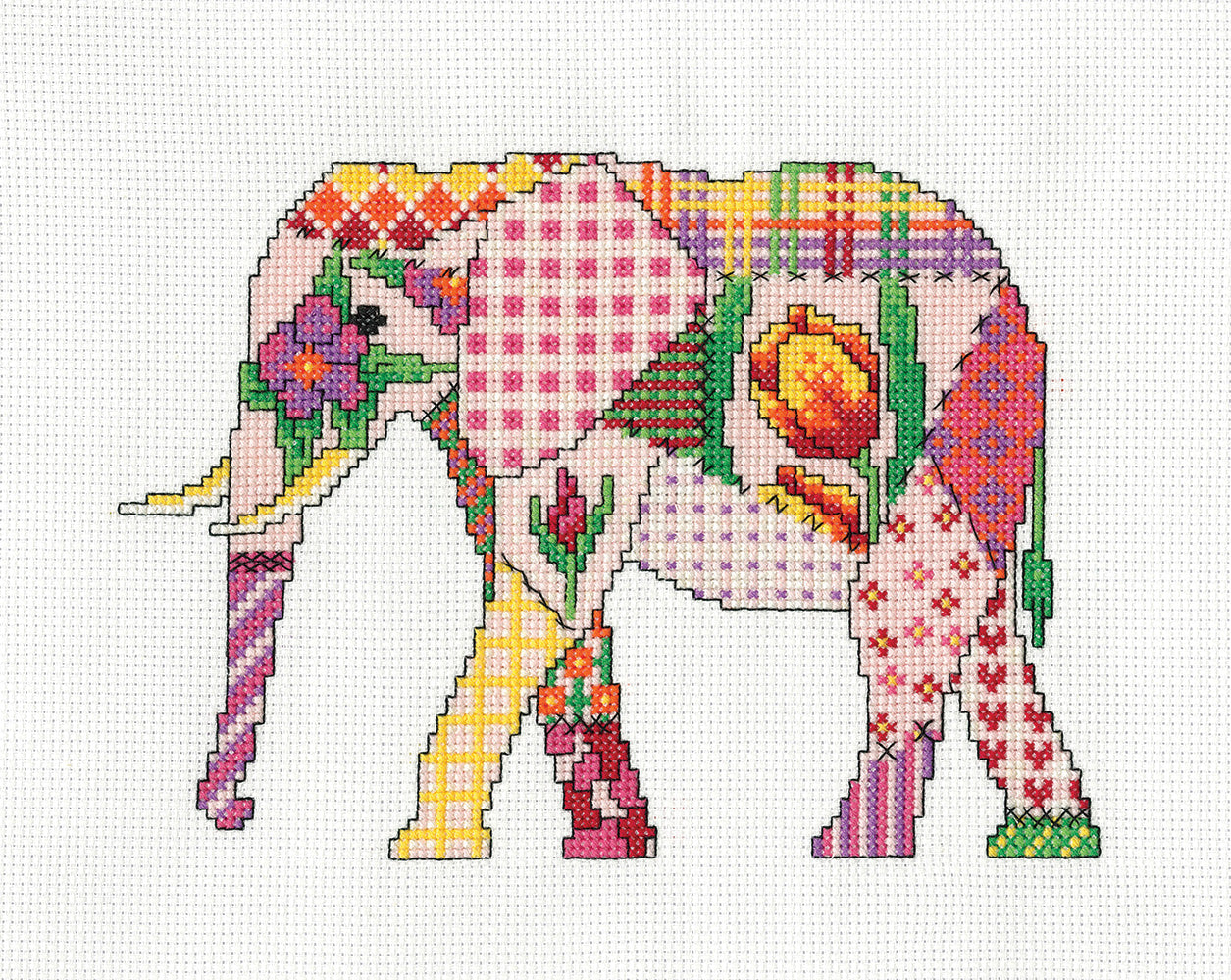 Patchwork Elephant Cross Stitch Kit Heritage Crafts