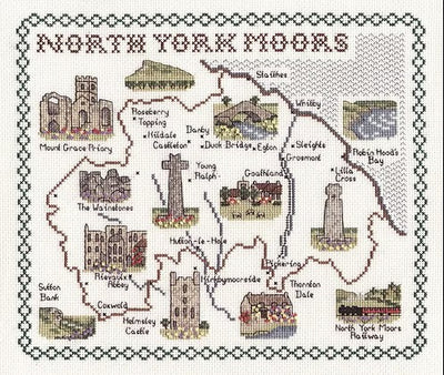 North York Moors Map Cross Stitch Kit - Classic Embroidery SALE