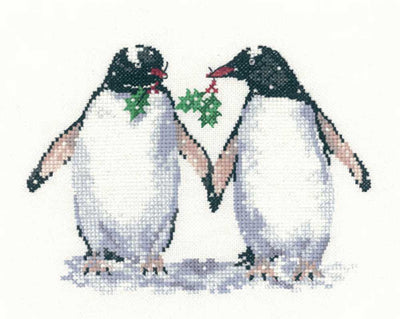 Christmas Penguins Cross Stitch Kit Heritage Crafts (Evenweave)