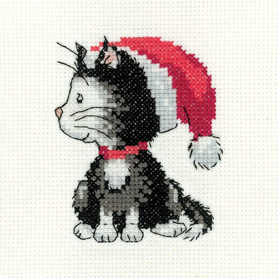 Black and White Christmas Kitten Cross Stitch Kit Heritage Crafts