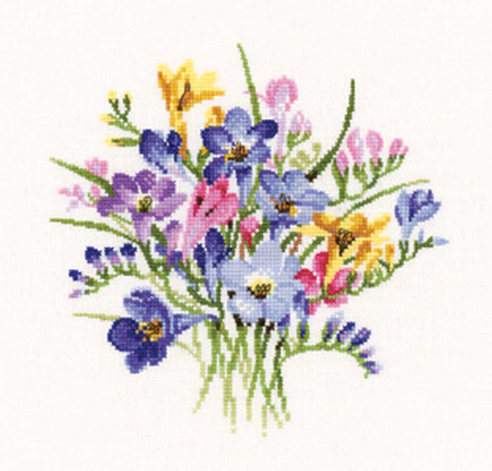 Freesia Posy Cross Stitch CHART Heritage Crafts