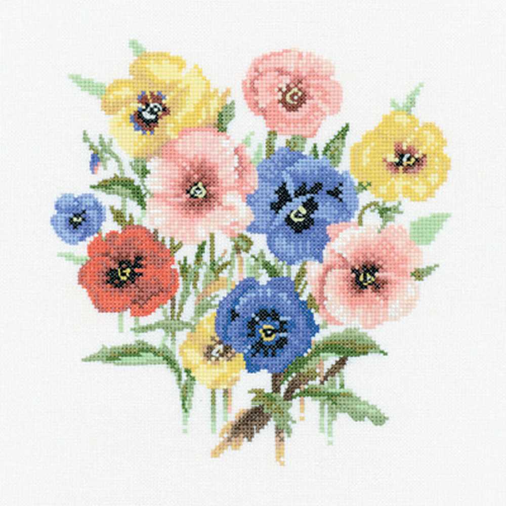 Pansy Posy Cross Stitch CHART Heritage Crafts