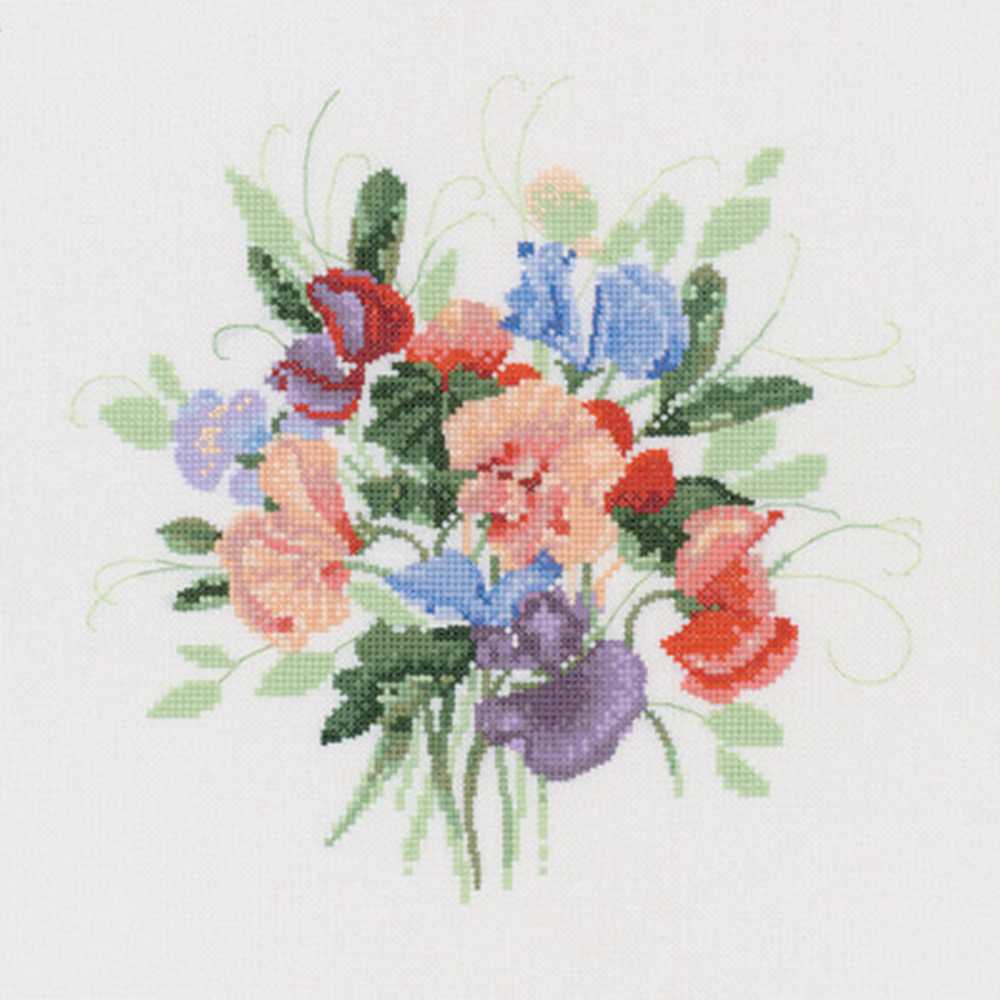 Sweet Pea Posy Cross Stitch CHART Heritage Crafts