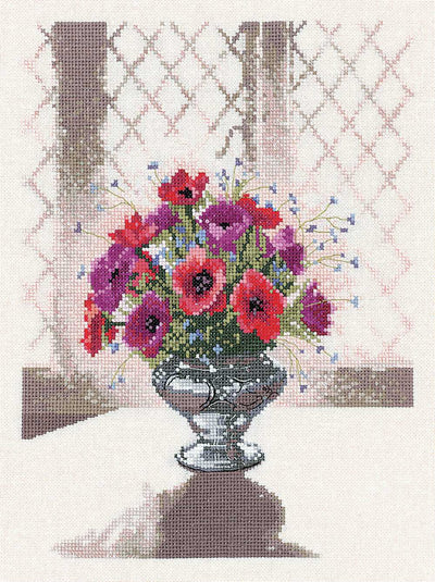 Silver Vase  Cross Stitch Kit Heritage Crafts