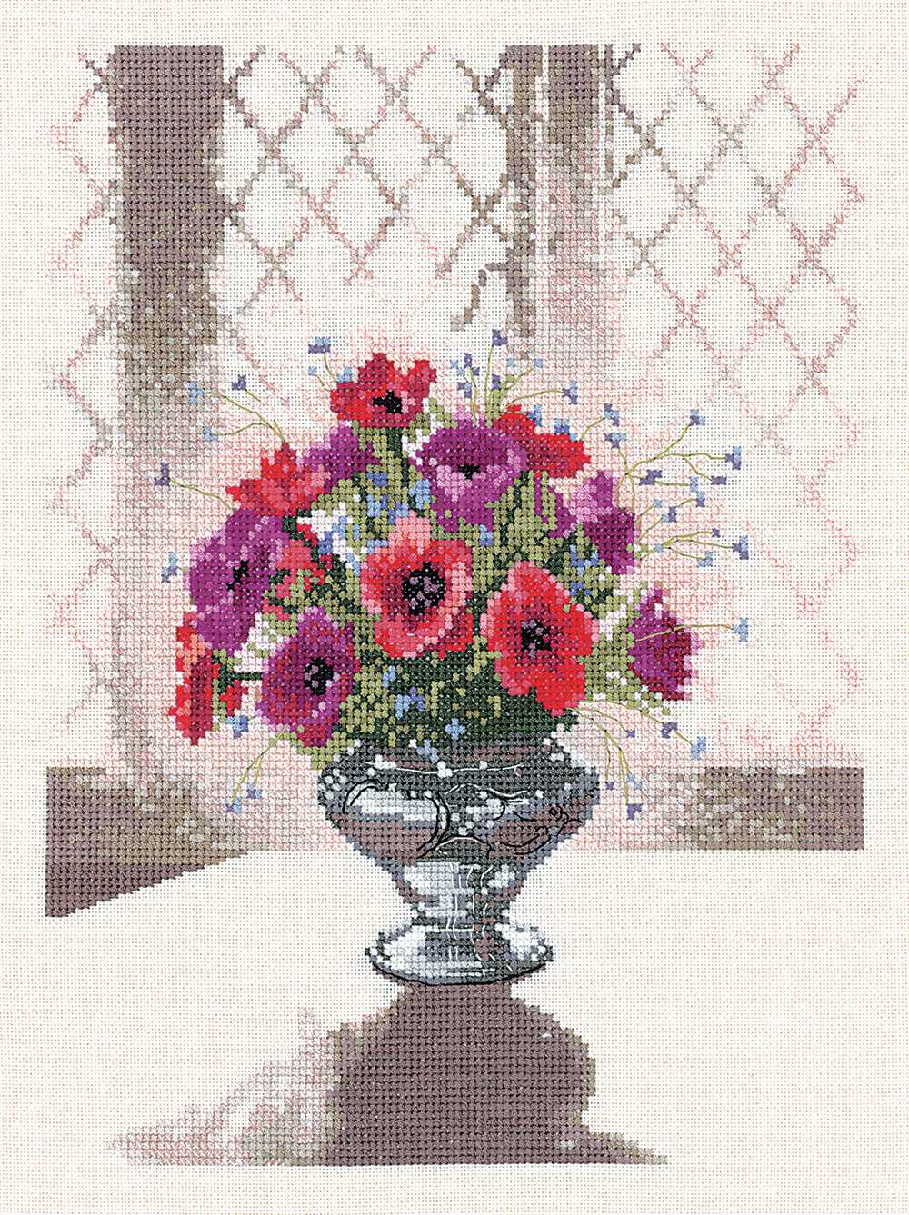 Silver Vase Cross Stitch Kit Heritage Crafts (Evenweave)