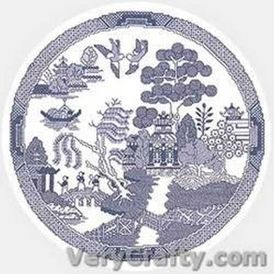 The Willow Pattern Cross Stitch Kit Heritage Crafts (Evenweave)
