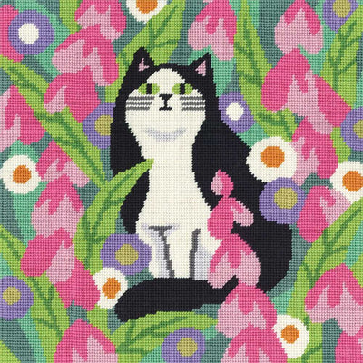 Black and White Cat Tapestry Kit Heritage Crafts