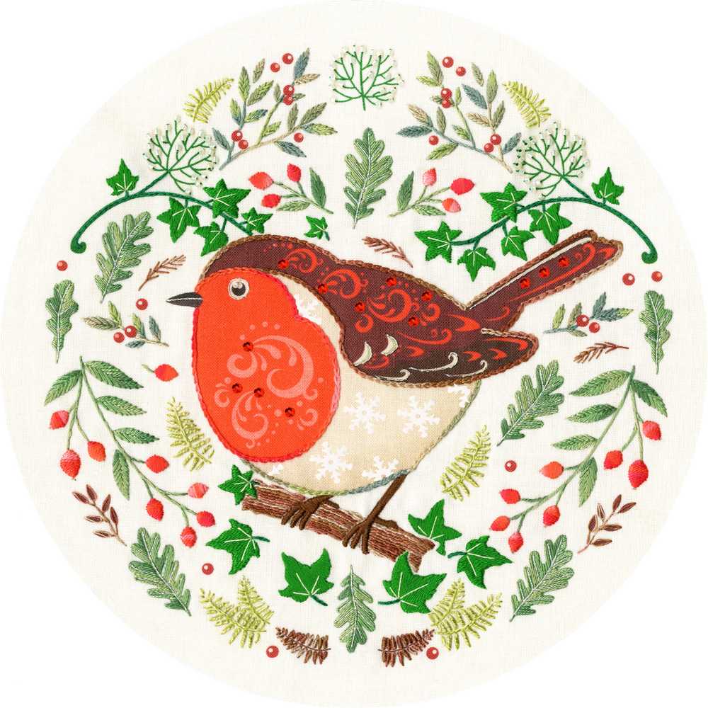 Folk Robin Bothy Threads Embroidery Kit