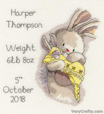 Bebunni - Cuddles Birth Sampler Cross Stitch Kit by Bothy Threads