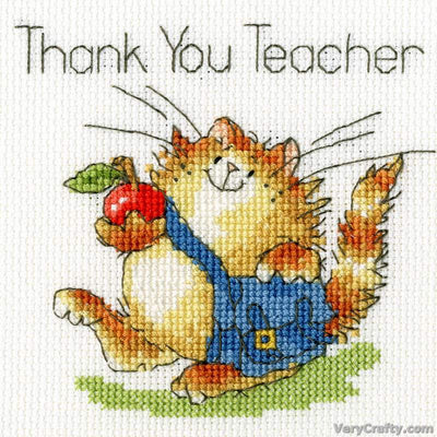An Apple For Teacher Counted Cross Stitch Kit by Bothy Threads Greetings Card SALE