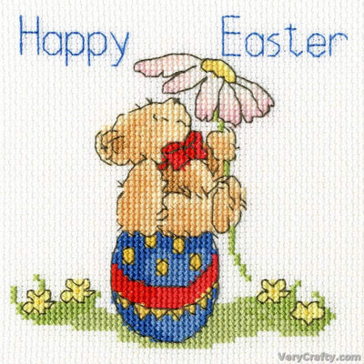 Easter Teddy Counted Cross Stitch Kit by Bothy Threads Greetings Card