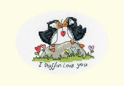 I Puffin Love You Cross Stitch Kit - Bothy Threads