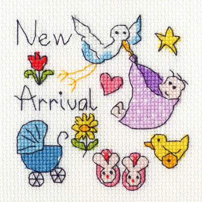 New Baby Card - Counted Cross Stitch Greetings Card Kit From Bothy Threads