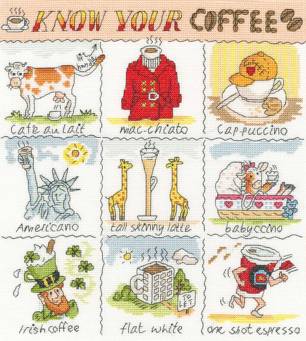 Know Your Coffee  Cross Stitch Kit - Bothy Threads