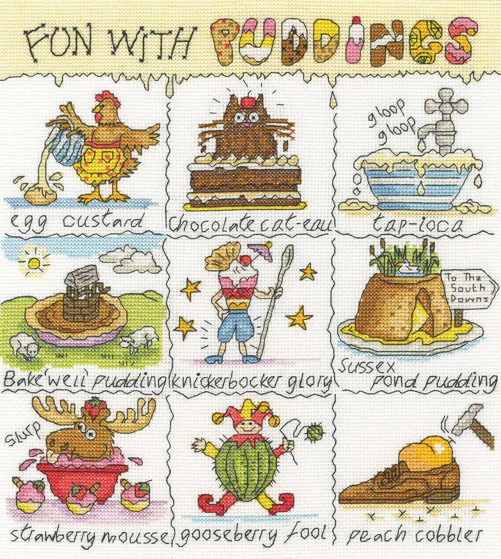 Fun With Puddings Cross Stitch Kit ~ Bothy Threads