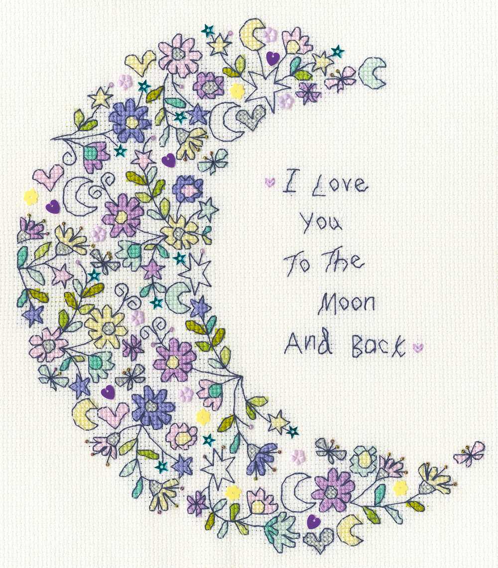 Love You To The Moon Cross Stitch Kit - Bothy Threads