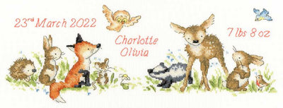 Bothy Threads Woodland Welcome Birth Sampler Cross Stitch Kit