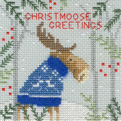 Xmas Moose - Counted Cross Stitch Christmas Card Kit by Bothy Threads